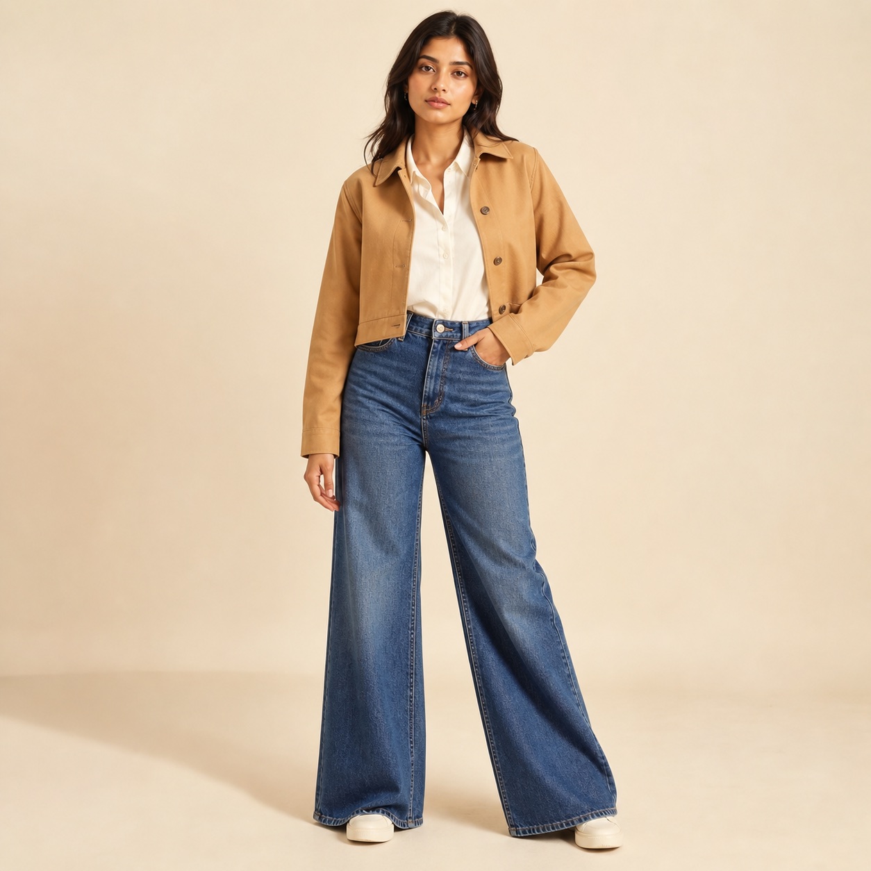 Ivory Pleat-Front Blouse